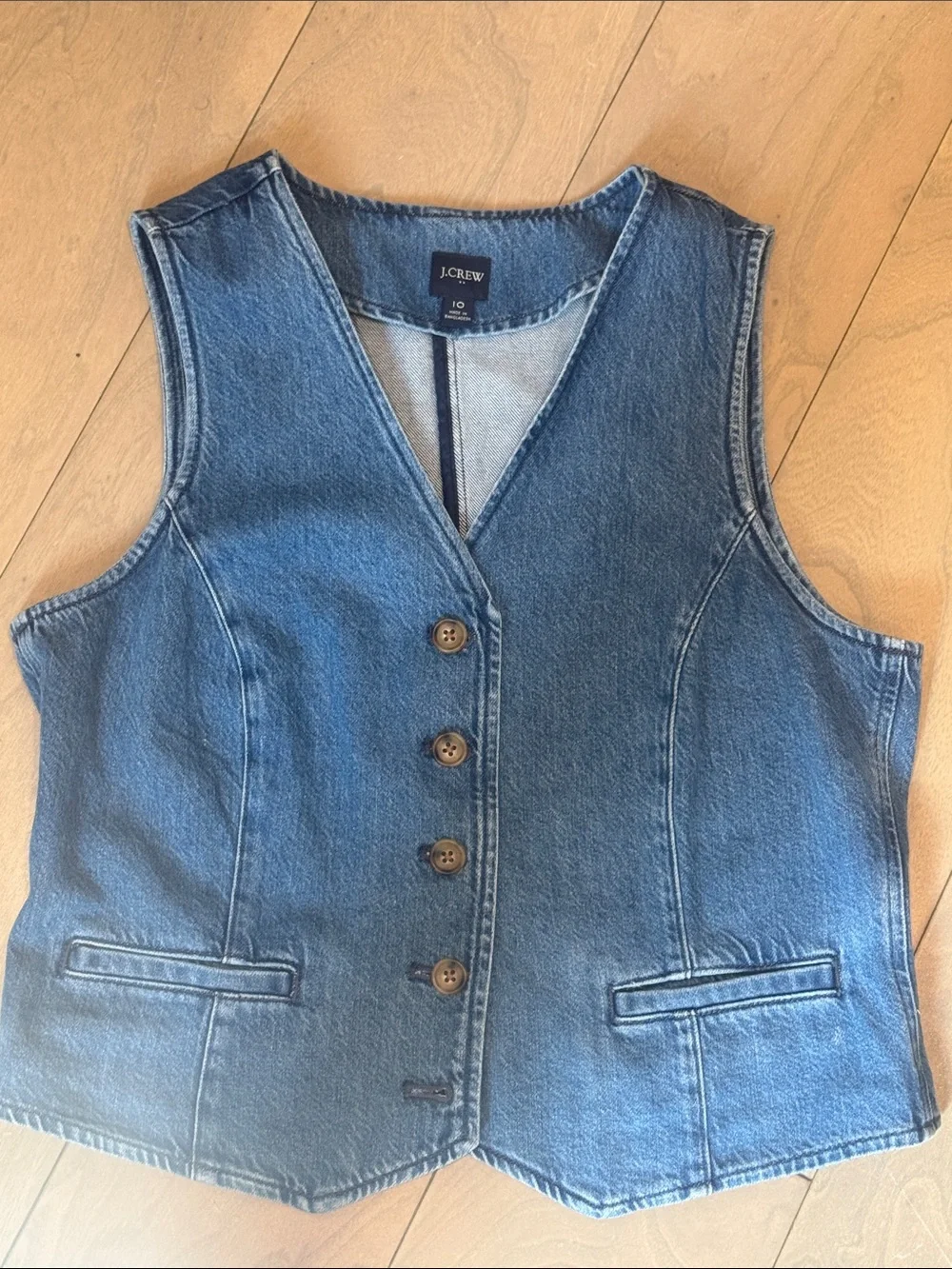J. Crew Blue Denim Button-Front Vest